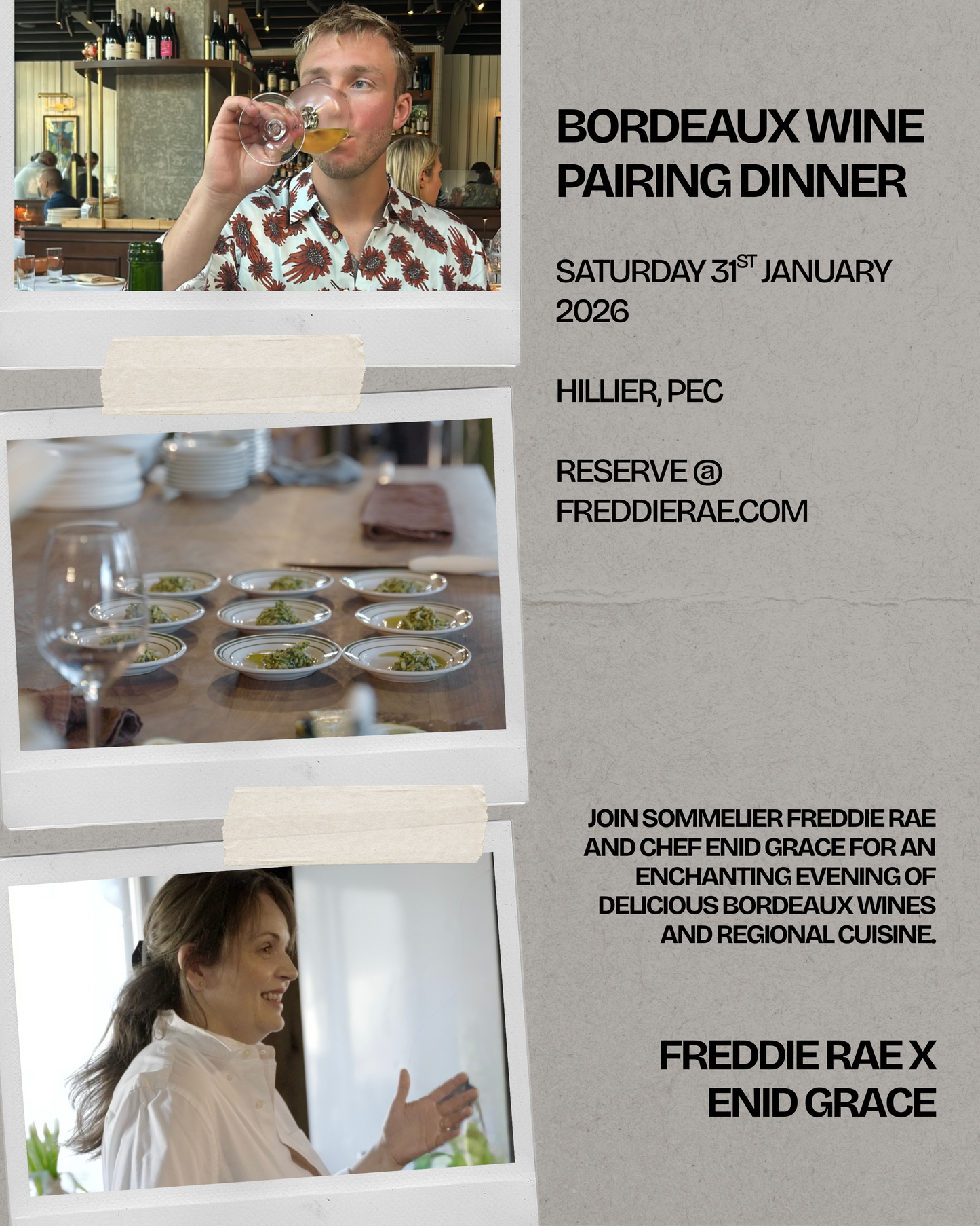Wines of Bordeaux Dinner with Enid Grace - Saturday, 31st January