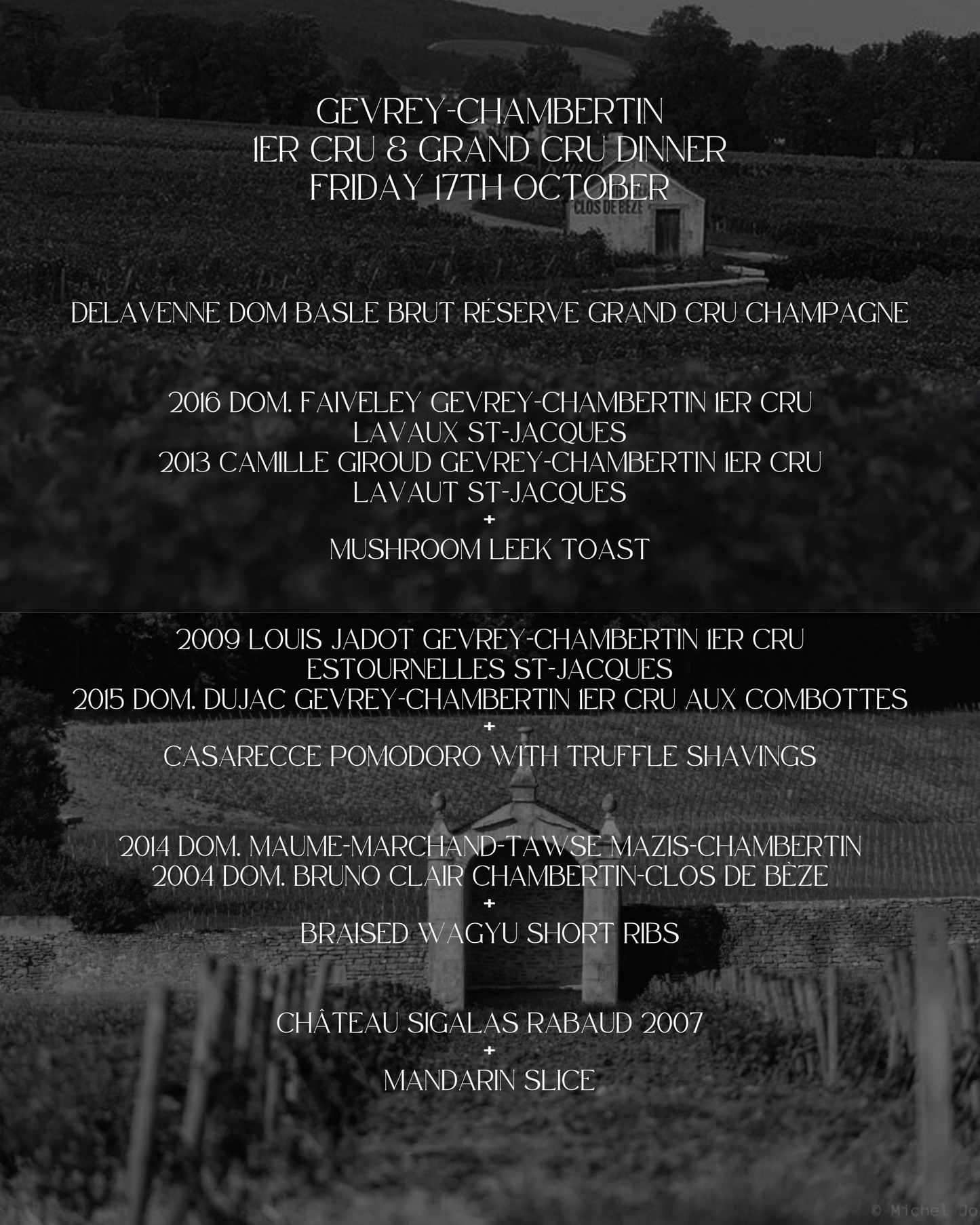 Gevrey-Chambertin: Premier & Grand Cru Dinner - 17th October 2025