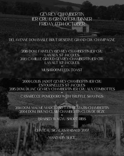 Gevrey-Chambertin: Premier & Grand Cru Dinner - 17th October 2025