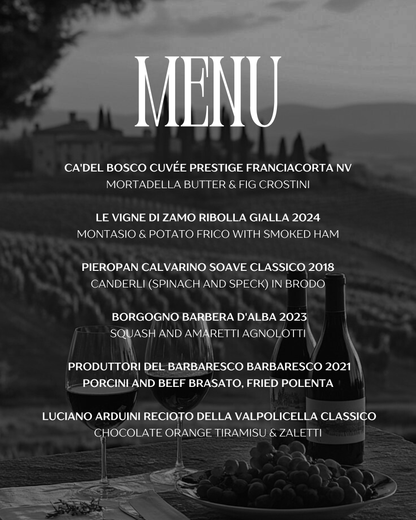 Wines of Northern Italy Dinner with Enid Grace - Saturday, December 6th