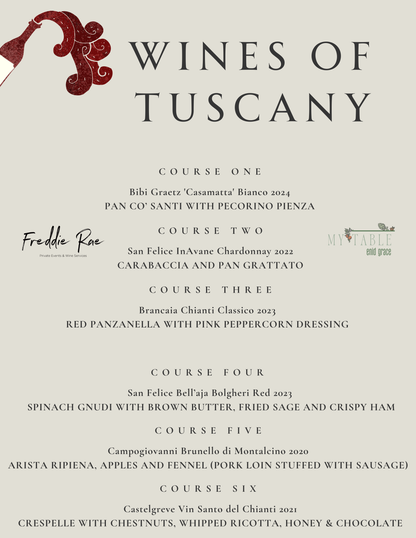 Wines of Tuscany Dinner with Enid Grace - Saturday, 14th February